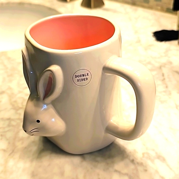 NWT RAE DUNN DINING EASTER BUNNY HOP TO IT WHITE, PINK CERAMIC MUG - Picture 10 of 12